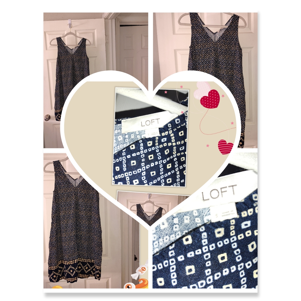 LOFT Black and White Geometric Dress